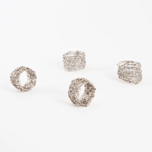 Decorative Braided <b>Silver</b> <b>Wire</b> Napkin Holder for Holiday Entertaining Artisan Crafted <b>Silver</b> Metallic Mesh Napkin Ring - Product Image 3