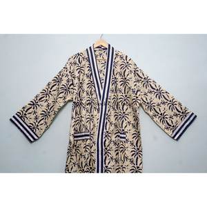 Kimono de Algodón Indio al Por Mayor a Bajo Precio, Fabricante de Kimonos de Algodón con Estampado a Mano, Kimono Largo de Diseñador para Mujer - Product Image 2