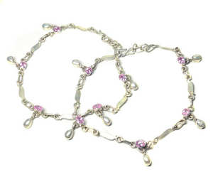 สินค้ามาใหม่ 2026 สร้อยข้อเท้าเงินแท้ 925 ประดับพลอยสีชมพู ดีไซน์สวยหรูและสง่างาม เหมาะสำหรับผู้หญิงและเด็กผู้หญิง - Product Image 2