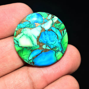 Premium Grade <b>Peacock</b> Dahlia Turquoise Cabochon <b>Peacock</b> Dahlia Mohave Turquoise - Product Image 1