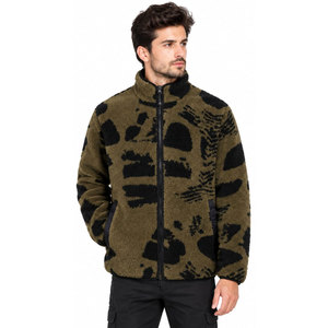 Men's Camouflage <b>Fleece</b> <b>Jacket</b> Stand Collar Zipper Windproof Casual Thick Sherpa <b>Lining</b> Regular Fit Autumn Wear - Product Image 5