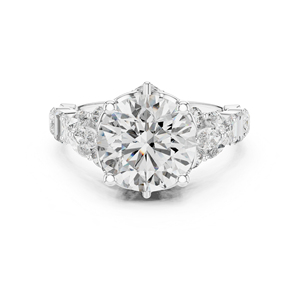 Bague empilable romantique en or 14 carats avec diamants de laboratoire taille ronde et taille marquise – Nouveauté - Product Image 5
