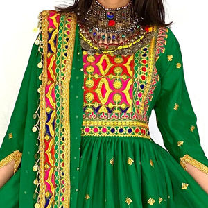 boho ethnic cultural dress afghan kuchi mirror decorated dress afghan kuchi style traditional women ethnic wear - Product Image 5