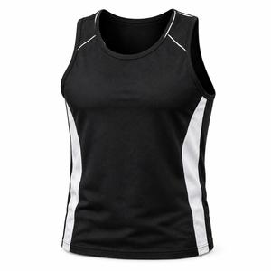 Men's <b>Black</b> Sleeveless <b>Tank</b> <b>Top</b> O-Neck Color Blocked Quick Dry Sporty Knitted Workout Shirt Breathable Men <b>Tank</b> <b>Top</b> - Product Image 3