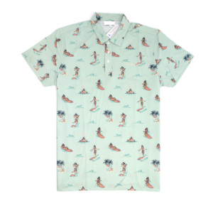 Men's Cotton Oxford Short Sleeve Polo Shirt With Surf Pattern Casual Breathable Design Regular Fit Printed Front Logo - Product Image 6
