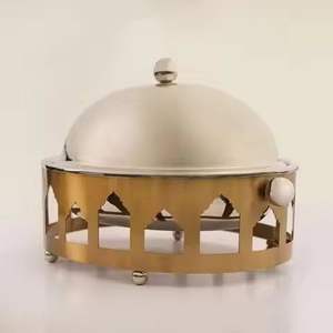 Calentadores de Comida Dobles de Lujo, Premium, de Acero Inoxidable, con Base Rectangular Ornamentada, para Buffet - Product Image 4