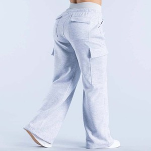 <b>Women's</b> High Waist Cargo Pants <b>Fleece</b> Regular Fit Full Length Solid Color Casual <b>Trousers</b> Pockets Autumn Wear Drawstring 100% - Product Image 3