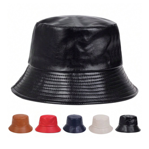 Chapeau Bob de Style Urbain en Cuir Véritable/PU de Haute Qualité, Casquette de Pêcheur à Large Bord Tendance, Unisexe, Protection Solaire Extérieure, Personnalisable - Product Image 1