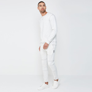 Men's <b>White</b> Cotton Durable Lightweight Sweatpants Elastic Waist Drawstring Casual <b>Joggers</b> Cargo Side Pockets Breathable Quick - Product Image 2