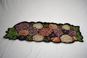 Handmade Beaded Fabric Table <b>Runner</b> Irregular Shape Glam Design <b>Black</b> Gold Embroidery Mats Pad - Product Image 2