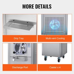 Máquina de Helados Comercial de 1780W, Produce 18 Litros por Hora, Ofrece un Solo Sabor, Equipada con Ruedas, 6L de Acero Inoxidable - Product Image 6