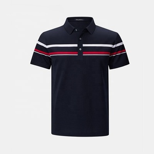 Haute qualité 55% coton 40% Polyester 5% Spandex Smart Business décontracté Slim Fit rayé à manches courtes Golf Polo pour hommes - Product Image 3