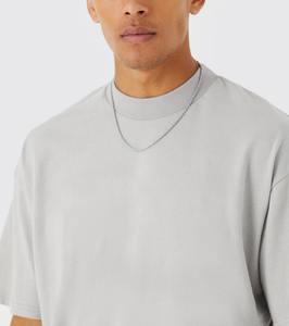 Custom Light Grey Oversized T-Shirt Men Heavy Cotton Minimal Logo Streetwear T Premium Oversized Loose FitT Shirt Men - Product Image 5
