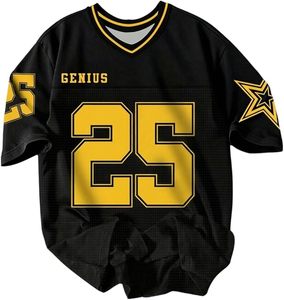 Camiseta Deportiva de Malla Personalizada Genius Negra de Fútbol Americano 25 con Parche de Estrella, Tipo de Tejido 100% Poliéster - Product Image 1