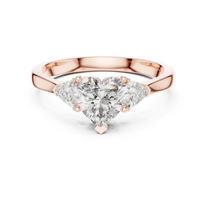 แหวนทองคำขาว 14K รูปหัวใจและเพชรทรงทริลเลียนท์เพาะเลี้ยงสำหรับผู้หญิง |   ชุดเจ้าสาว |   เพชรที่เพิ่งเพาะเลี้ยง - Product Image 3