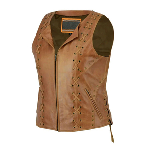 Gilet en cuir pour femme, design personnalisé, épais, style moto, décontracté, confortable, pour l'extérieur, pour motardes - Product Image 4