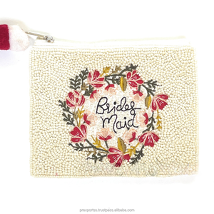 Pochette de mariée perlée, sac à perles florales fait main, pochette cadeau, cadeau de mariage, fermeture éclair personnalisée, pour fête nuptiale, femmes, filles, tendance - Product Image 2