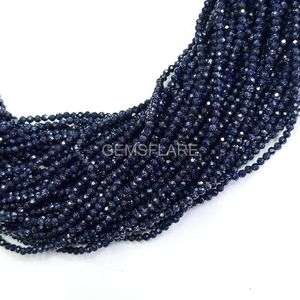 Natural Blue Sunstone Micro Faceted Round Beads 2MM Sunstone Beads For Jewelry Making Wholesale Diamond Cut Faceted Loose Beads - Product Image 3