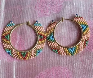 Pendientes de flecos con cuentas de colores arcoíris, estilo de borla larga con degradado, para mujer - Product Image 3