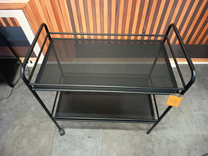 2-Tier Metal Storage Cart With Wheels Industrial Style Kitchen Shelving Unit Portable <b>Rolling</b> <b>Rack</b> Rectangular Design - Product Image 2