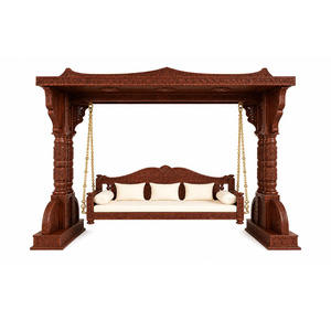 Balançoire Jhula en bois sur mesure pour espace de dessin, sculptée à la main en teck massif, balançoire d'intérieur 3 places, fabricant de Jhula en teck - Product Image 1