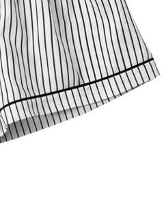 Ensemble de pyjama en satin rayé blanc et noir personnalisé pour femmes, manches courtes, boutons, vêtements de nuit d'été, ensemble de vêtements de détente en soie douce - Product Image 6