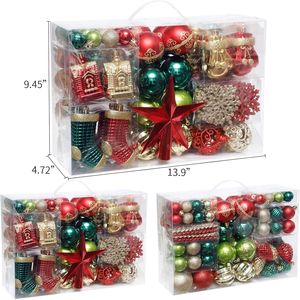 132 Pezzi di Decorazioni Natalizie Stile Folk Art Infrangibili, Ornamenti Rossi, Verdi e Dorati per Albero di Natale e Matrimoni - Product Image 4