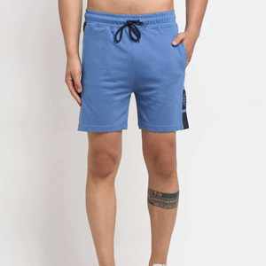 Shorts de sport pour homme, bleu uni, 100% polyester, décontractés, pour la gym, l'entraînement, la course à pied, respirants, taille élastique, séchage rapide - Product Image 1