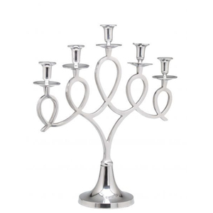 <b>Silver</b> Candelabra 5-Candle Metal Candle Holder Tall <b>Candlestick</b> Stand Bulk for Wedding Party Decorations Table Centerpiece - Product Image 4