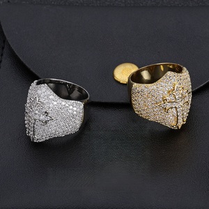 Mens 925 <b>Silver</b> Moissanite Iced Gothic <b>Cross</b> Signet <b>Ring</b> Pave Statement Luxury Jewellery <b>Ring</b> for Men - Product Image 1