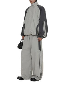 Regular Fit 100% Cotton Jogger Sets Two Piece Set <b>Patchwork</b> Zip Puff Track <b>Jacket</b> Pants Custom Fleece Tracksuit Eco-Friendly - Product Image 6