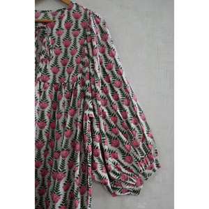 Robe maxi en coton imprimé à la main style bohème pour femmes, décontractée, respirante, lavable, tenue d'été naturelle - Product Image 2