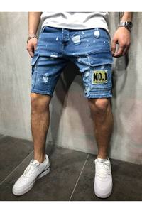 Manufacturer Customize Summer Short Half Pants Loose <b>Work</b> Denim <b>Jeans</b> Shorts Fashion Distressed Embroidery Men's Shorts - Product Image 4