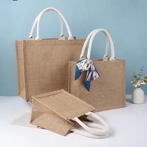 Sac de transport en toile de jute recyclable avec logo imprimé pour campagne promotionnelle - Product Image 1