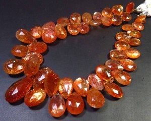 Perles de pierres précieuses naturelles africaines de haute qualité, en pierre de soleil orange scintillante, taille poire à facettes, qualité supérieure, 7-19 mm, brin de 8 pouces, pour bijoux - Product Image 6