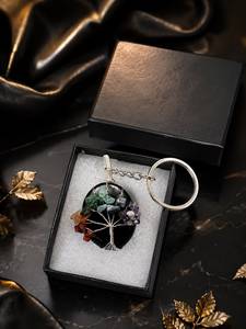 Porte-clés ovale en pierre naturelle Arbre de Vie 7 Chakras de la meilleure qualité, fait main, pierre de guérison en cristal, pendentif - Product Image 4