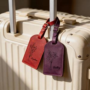 Étiquettes de bagages en cuir véritable personnalisées, accessoires de voyage de luxe, étiquettes de valise avec rabat de confidentialité, vente en gros, nouveauté LMP-0220 - Product Image 5