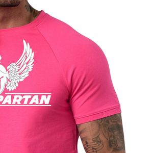 เสื้อยืดออกกำลังกายสีชมพูสดใสสำหรับผู้ชาย แขนสั้น ระบายอากาศได้ดี น้ำหนักเบา เหมาะสำหรับวิ่ง ฟิตเนส ออกกำลังกายในยิม - Product Image 6