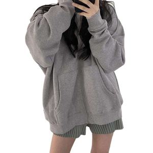 Sudadera Larga Estilo Urbano con Logotipo Personalizado Bordado, Sudadera Oversize con Cuello Redondo y Hombros Caídos, Casual para Mujer - Product Image 1