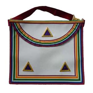 Tablier de cérémonie maçonnique en cuir, motif rectangulaire, broderie rouge et or, respectueux de l'environnement, pour le Chapitre Royal Arch du Haut Prêtre - Product Image 3
