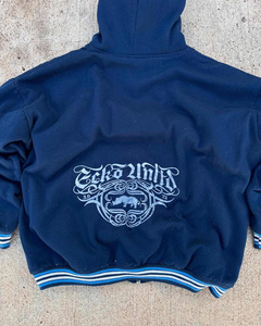 Customizable <b>3D</b> Embroidered Heavyweight 100% Cotton Eco-Friendly Loose Fit ODM Y2K Zip-Up Oversized <b>Hoodie</b> with Pocket for Men - Product Image 3