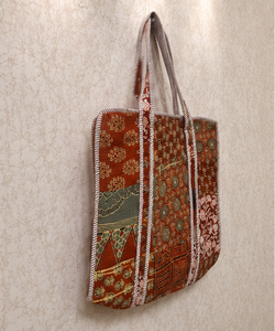 Bolso Tote Vintage Marrón Rústico con Parches para Mujer, Hecho a Mano, Acolchado de Algodón, Grande, Proveedor Mayorista de Exportación - Product Image 3