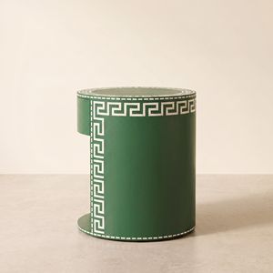 Table de chevet ronde en os vert fait main en Inde, motif grec, 1 tiroir, table de chevet de luxe - Product Image 4