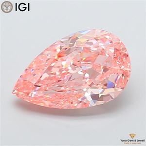 Diamante Cultivado en Laboratorio CVD de 5.00 Quilates, Corte Pera, Color Rosa Intenso, Claridad VS2, con Certificado IGI, para Anillo de Compromiso - Product Image 1