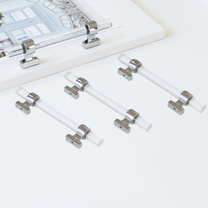 Factory Price Modern Zinc Alloy Acrylic <b>Bar</b> Cabinet Handle Chrome Drawer <b>Pull</b> <b>for</b> Kitchen Bathroom Dining Room Nightstands - Product Image 3