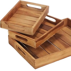 Juego de Tres Bandejas de Madera Apilables para Servir, Precio al por Mayor, para Cocina, Mesa de Comedor, Café, Desayuno y Uso Doméstico - Product Image 1