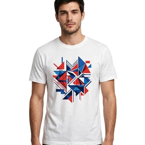 Camiseta de Hombre con Estampado Geométrico, Manga Corta, Cuello Redondo, Corte Regular, 100% Algodón, Impresión Digital, Transpirable, Ropa Casual de BD - Product Image 2