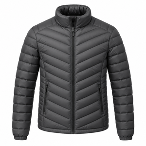 Veste d'hiver matelassée pour homme, design personnalisé, doublure douce en polyester/coton, imperméable, respirante, antibactérienne, anti-UV, col montant - Product Image 3