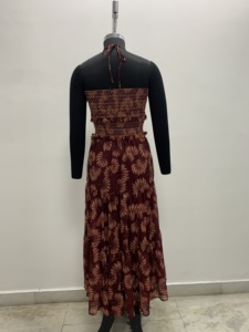 Strapless Boho Maxi <b>Dress</b> <b>Vintage</b> High Waist Cotton A Line Floral Printed Ruffle <b>Summer</b> Casual <b>Dress</b> - Product Image 2