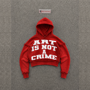 Sudadera con Capucha Oversize con Estampado Gráfico 'MODERN RED STREET STYLE ART IS NOT A CRIME', Estilo Urbano, de Algodón French Terry, Casual para el Día a Día, con Letras Modernas - Product Image 5